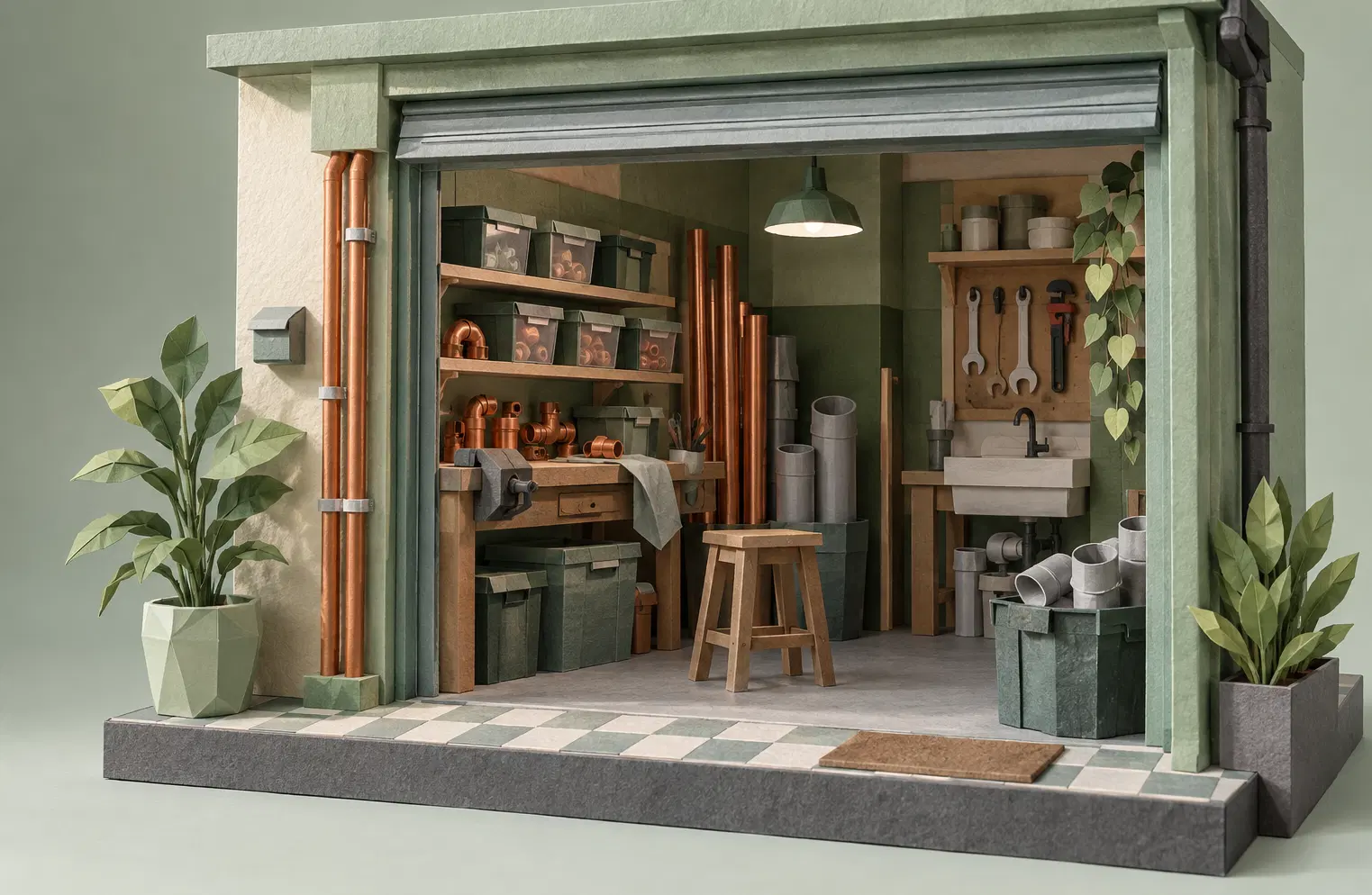 Illustration of plumbing businesses and their working space